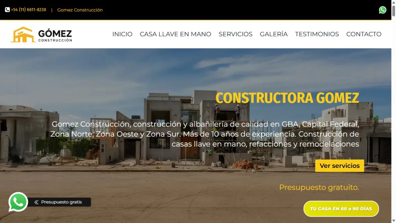 Sitio del archivo de Gómez Construcción